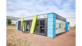 Informationspavillon auf dem Wasserstoff-Testfeld in Bitterfeld Informationspavillon auf dem Wasserstoff-Testfeld in Bitterfeld