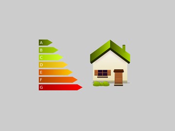 Energieeffizienzlabel mit Haus Energieeffizienzlabel mit Haus